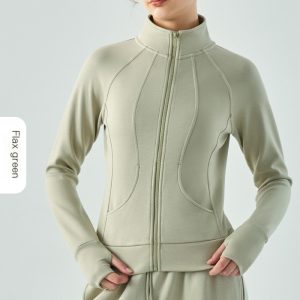 Standing collar slim pocket fitness clothes sports outside women