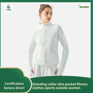 Standing collar slim pocket fitness clothes sports outside women