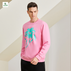 Huisen Clothing Sports sweater men’s heavy cotton printing tide brand round neck loose top